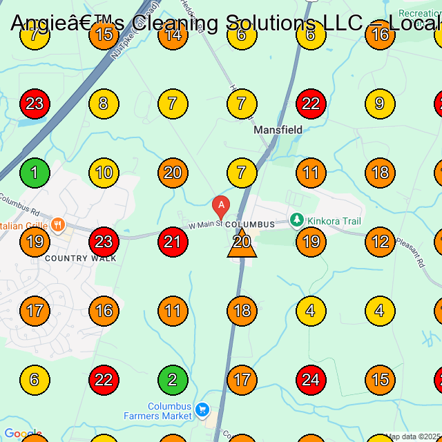 Angie's Cleaning Solutions LLC House Cleaning Service GeoGrid ranking map for None